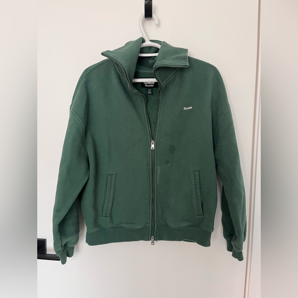 Roots Dark Green Funnel Neck Sweater Small